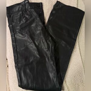 Zara Black Faux Leather Pants size 5